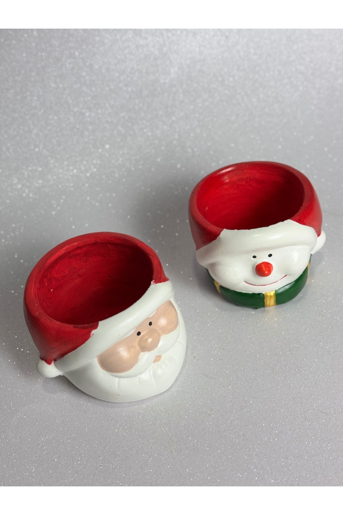 Yılbaşı Noel Baba Figürlü Boş Sukulent Saksı-687-Large