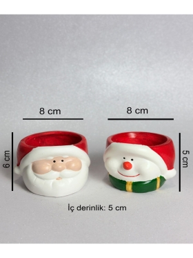 Yılbaşı Noel Baba Figürlü Boş Sukulent Saksı-688-Small